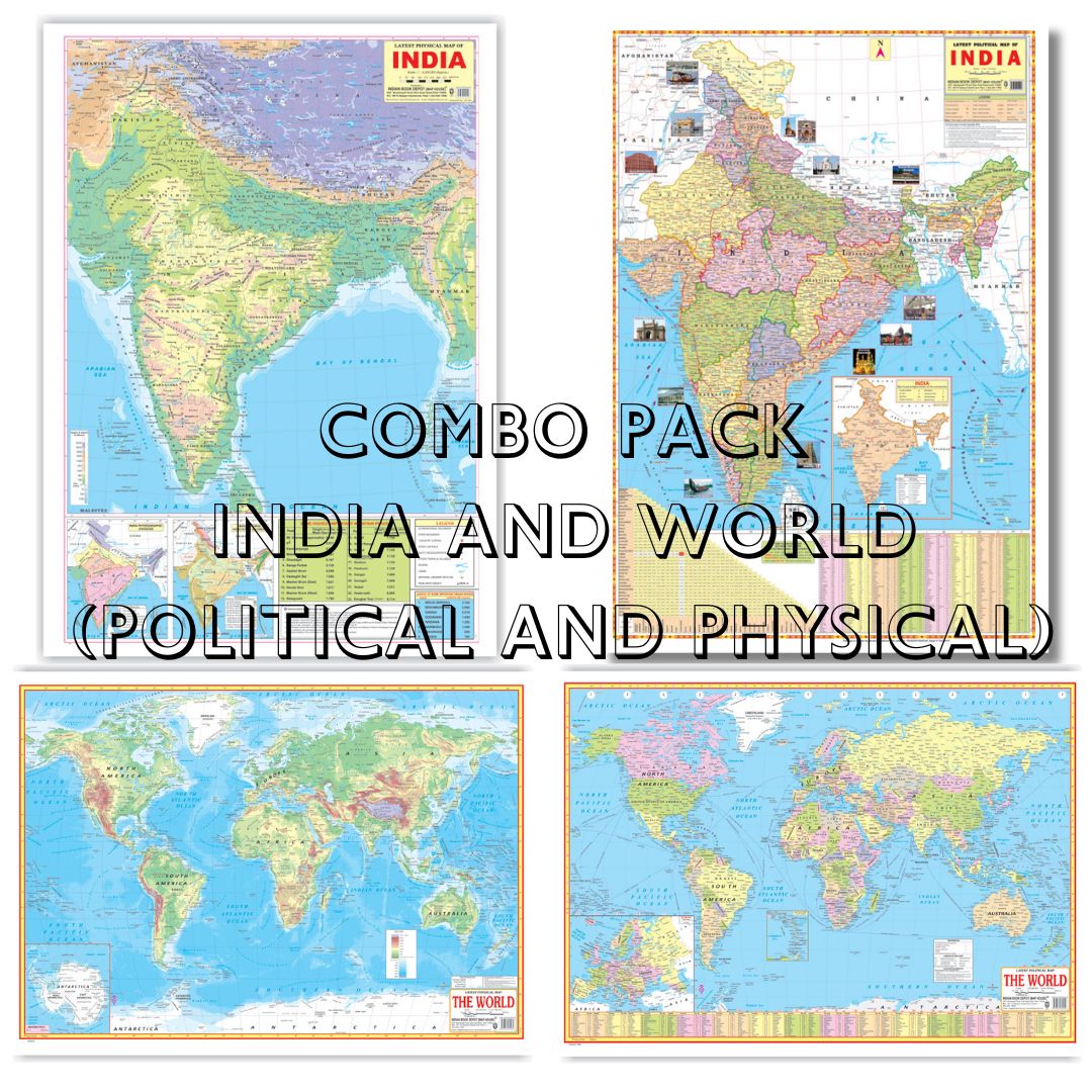 India world map bundle Political and Physical