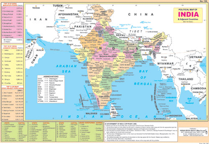 INDIA POLITICAL & ADJACENT COUNTRIES SIZE 24 X 36 CMS CHART NO. 139 - Indian Book Depot (Map House)