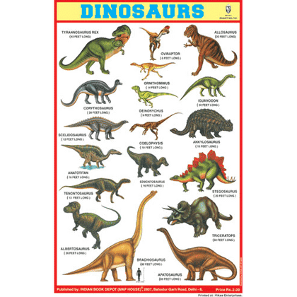 DINOSAURS SIZE 24 X 36 CMS CHART NO. 161 - Indian Book Depot (Map House)