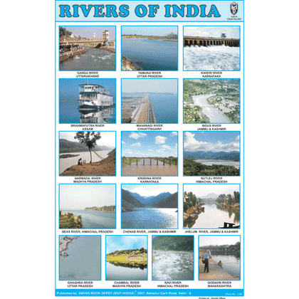 RIVERS OF INDIA SIZE 24 X 36 CMS CHART NO. 202 - Indian Book Depot (Map House)