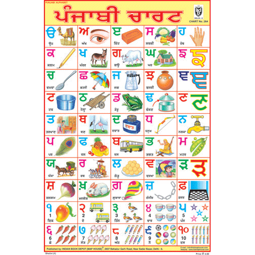 PUNJABI ALPHABET CHART SIZE 12X18 (INCHS) 300GSM ARTCARD