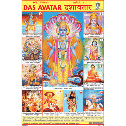 DAS AAVATAR SIZE 24 X 36 CMS CHART NO. 268 - Indian Book Depot (Map House)