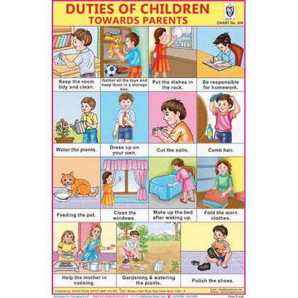 DUTIES OF CHILDREN ( TOWARDS PARENTS) SIZE 24 X 36 CMS CHART NO. 309 - Indian Book Depot (Map House)