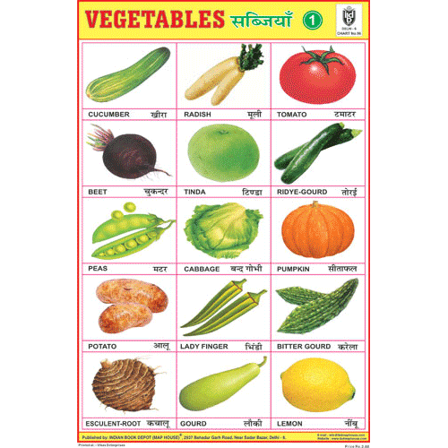 VEGETABLES CHART NO.1 SIZE 24 X 36 CMS CHART NO. 96