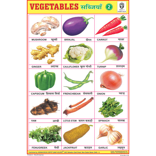 VEGETABLES CHART NO.2 SIZE 24 X 36 CMS CHART NO. 97