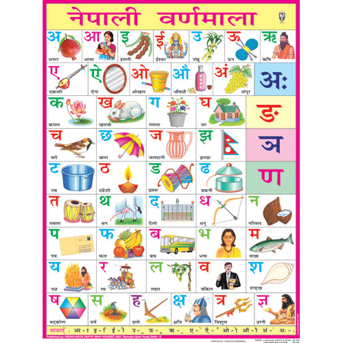 NEPALESE ALPHABET CHART SIZE 45 X 57 CMS