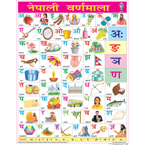 NEPALI ALPHABET CHART SIZE 55 X 70 CMS