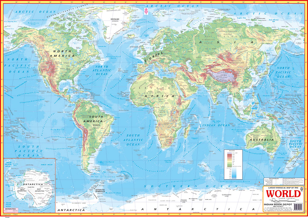 WORLD PHYSICAL (FOLDING MAP) ENGLISH